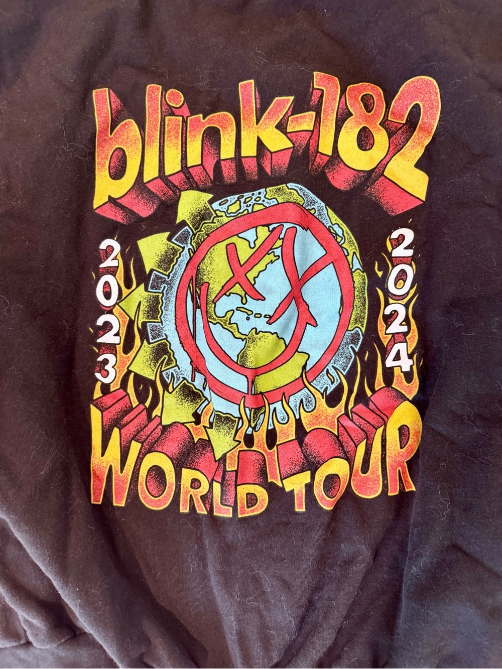 Blink-182 Black 2023-2014 World Tour Zip-Up Hoodie with Yellow/Red Logo - Picture 4 of 6